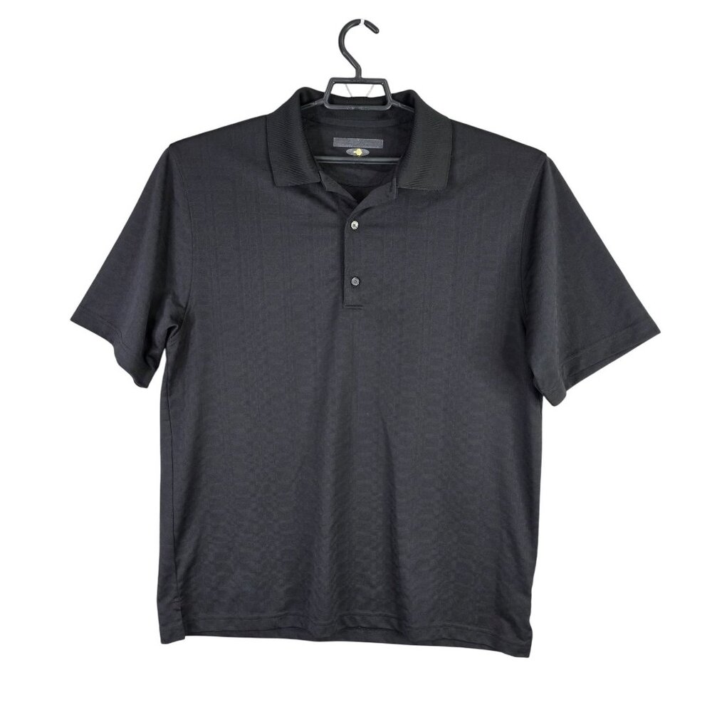 Mens Greg Norman Play Dry Black Polo Shirt Short Sleeve Micro Polyester Size XL
